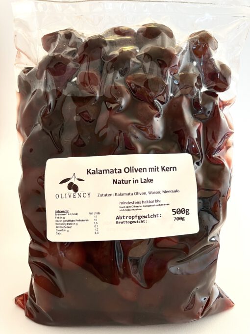 Kalamata Oliven mit Stein in Lake |  500g vakuumiert